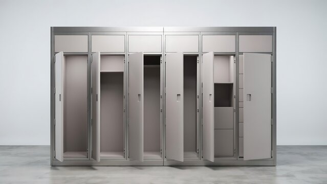 Blank Parcel Locker System Mockup with Open Compartments
