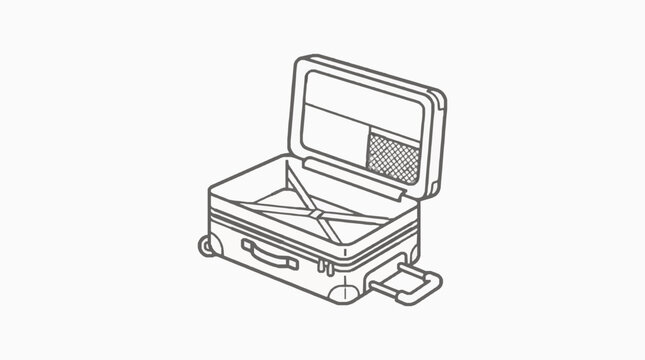 Open suitcase with laptop compartment for travel and business organization