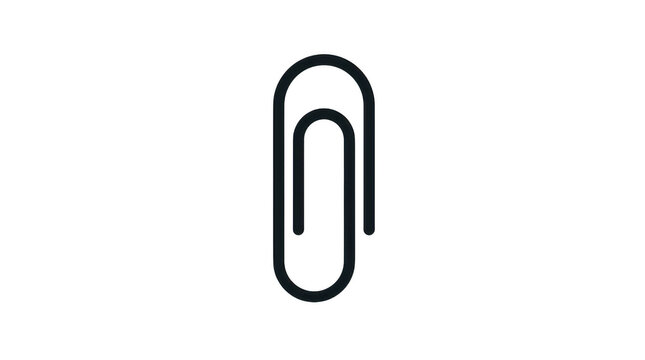 Black paperclip icon vector isolated on transparent background