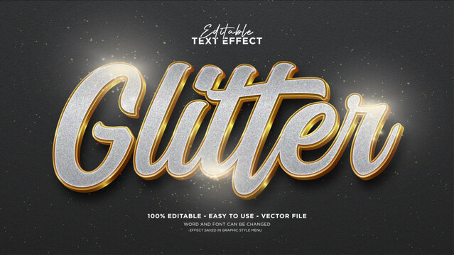 Editable shiny gold 3d style text effect, sparkling gold vector template