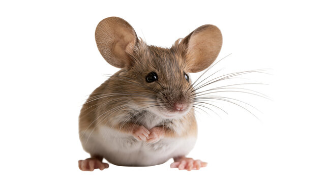 Isolated adorable tiny field mouse with big ears and long whiskers, cute rodent animal pet