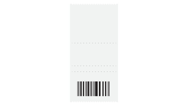 Vertical blank admission ticket with barcode admission template scannable vertical minimalist background isolated document identification information industry business corporate