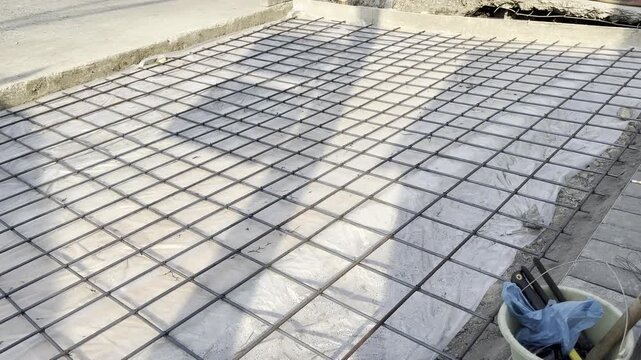 Concrete Casting Construction Grid Work in Progress