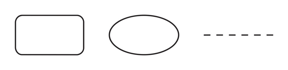 Obraz premium Rounded rectangle, oval, and dashed line set, basic shapes for design