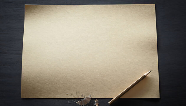 Overhead View of Blank Cream Paper with Graphite Pencil on Charcoal