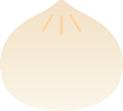 Round steamed meat dumpling baozi for Asian food menu, traditional snack, and flat vector icon.