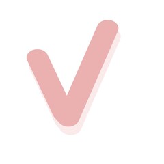 Simple pink checkmark symbol, flat vector graphic design element. © Albina
