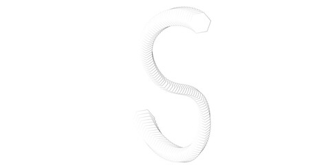 Fototapeta premium 3d holographic liquid letter S in y2k style isolated on a white background. Realistic 3d design in cartoon balloon style. Isolated on white background. vector illustration. 