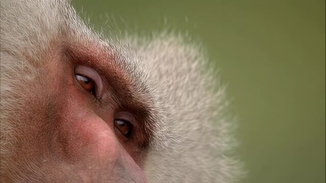 Close up portrait of a sleeping baboon showing detailed fur texture and facial features
