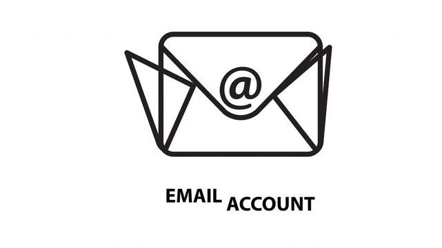 Black and white envelope symbol for professional email accounts. Suitable for commercial signs and graphics. Clean and modern design.