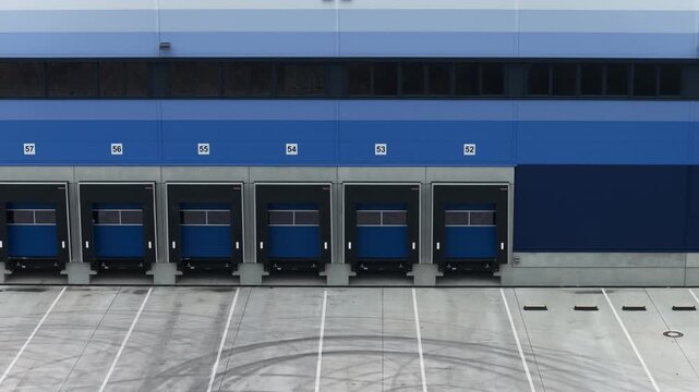 Modern logistics warehouse facility with multiple loading docks