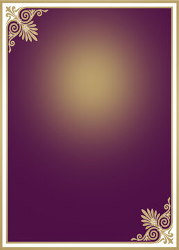 Luxury Purple and Gold Elegant Border Frame with Vintage Corners on Transparent Background