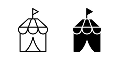 Circus tent icon flat outline in black © Warpiya