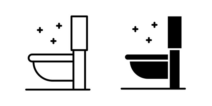 Clean toilet icon flat outline in black