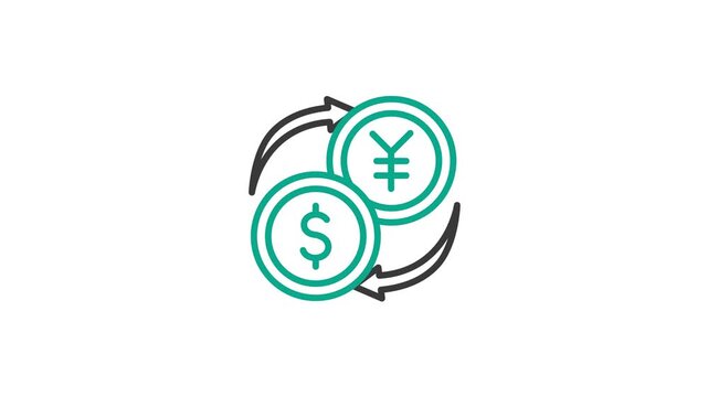 Investment fund 2D Objects outline animation icon. Motion graphic of exchange, diversification, dividend. Cartoon 4K Video, transparent alpha channel. Editable animated icon on transparent background.
