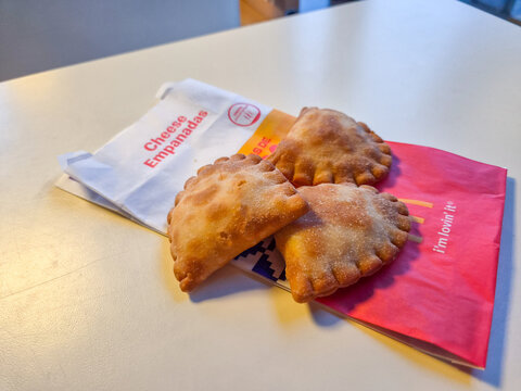 Lozienica, Poland - September 23, 2026: McDonald's Cheese Empanadas.