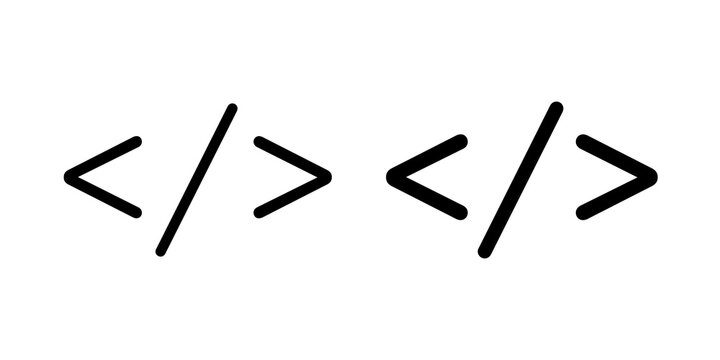 Code icon flat outline in black