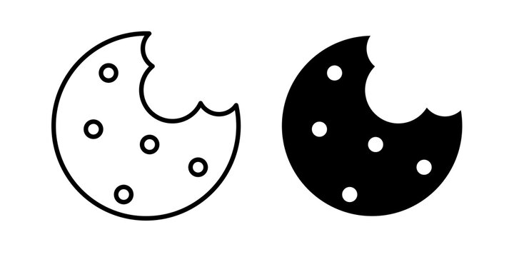 Cookie icon flat outline in black