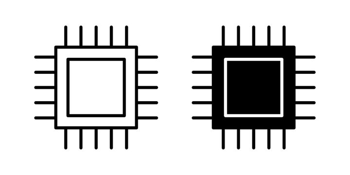 CPU icon flat outline in black
