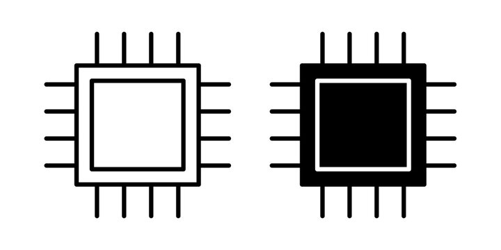 CPU icon flat outline in black
