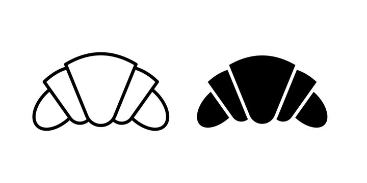 Croissant icon flat outline in black