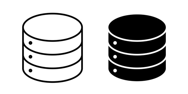 Database icon flat outline in black