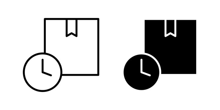 Delivery time icon flat outline in black
