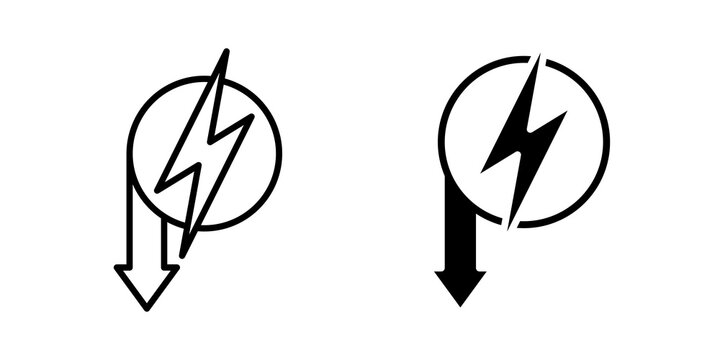 Energy reduction icon flat outline in black