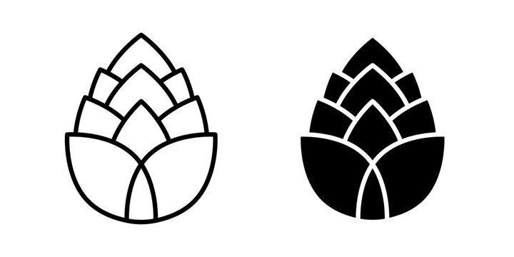 Fir cone icon flat outline in black