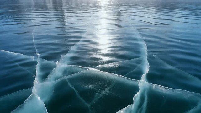 氷の下面で揺れる反射光 シームレスループ動画背景 16:9 4K