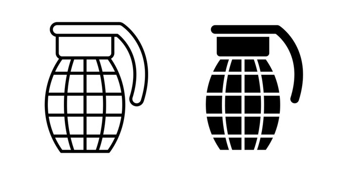 Hand grenade icon flat outline in black