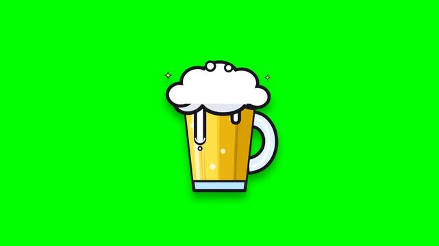 Animated Beer Mug Icon on Green Screen Background