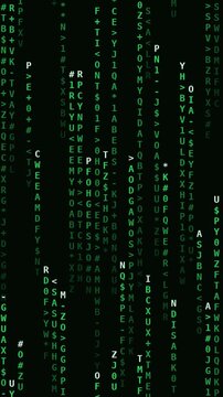 Green Code Rain Vertical Matrix Background