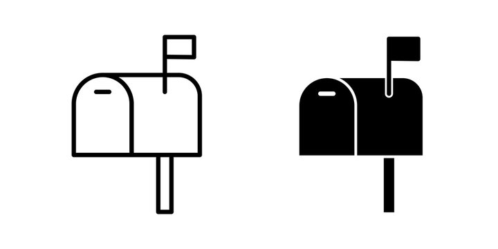 Mailbox icon flat outline in black