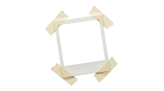 Instant photo frame taped on transparent background