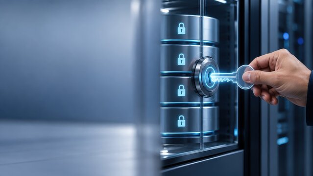 cybersecurity analyst monitors database encryption in a data hub