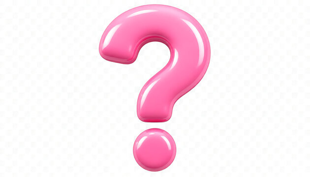 Glossy pink 3d question mark symbol isolated on transparent background