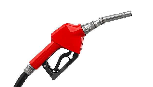 Red fuel dispenser nozzle isolated on a white background