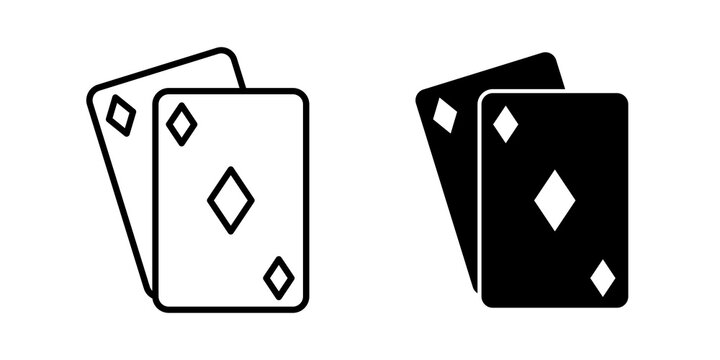 Playing cards icon flat outline in black