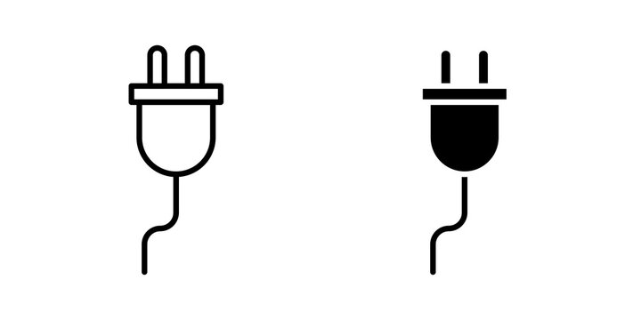 Plug icon flat outline in black