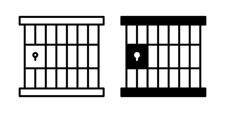 Prison icon flat outline in black
