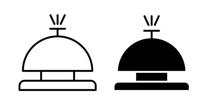 Reception bell icon flat outline in black