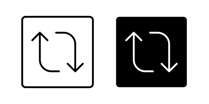 Repost icon flat outline in black