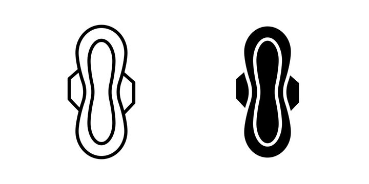 Sanitary pad icon flat outline in black