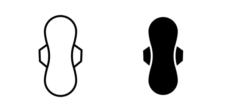 Sanitary pad icon flat outline in black