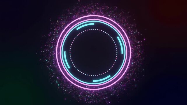 Vibrant Neon Circle with Glowing Light Effects on Dark Background