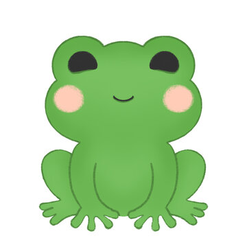Cute Green Frog Character Illustration, Happy Smiling Amphibian Icon