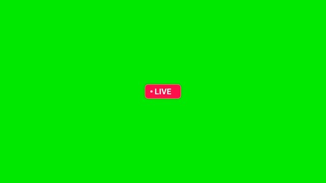 Red live broadcast badge overlay on green screen background for video production and streaming.