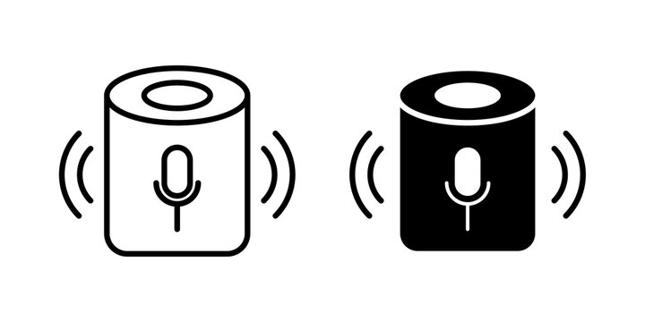 Smart speaker icon flat outline in black