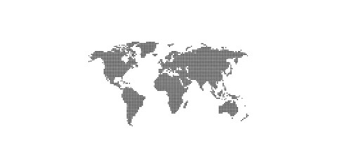 Halftone world map dotted global cartography illustration on transparent background. © Aurevia Creative